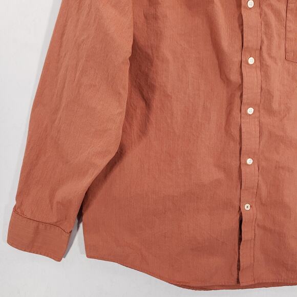 IZOD Shirt Men Extra Large Orange White Pinstripe Premium Essentials Button Down - Picture 3 of 11